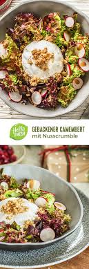 Gebackener Camembert Mit Nusscrumble Rezept Hellofresh Rezept Gebackener Camembert Lebensmittel Essen Senf Dressing