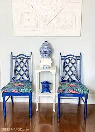 The alterations, which began in 1815, were completed in 1822, with additional imitation bamboo furniture and far more exuberant chinoiserie detailing. Painted Bamboo Chair Makeover 2 Bees In A Pod