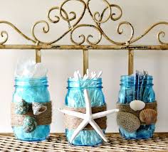 Diy Beach Themed Bathroom Mason Jar Storage Set Craft Beach Theme Bathroom Diy Beach Decor Seashell Bathroom Decor