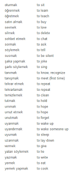 Turkish Most Used Verbs 2 Turkisch Lernen Turkische Sprache Turkisch