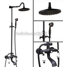 Junoshowers offers a new collection. Black Oil Rubbed Bronze Bathroom Rain Shower Faucet Set With Bathtub Mixer Tap Hand Spr Shower Faucet Sets Oil Rubbed Bronze Bathroom Bathroom Shower Faucets