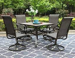 See patio sets that offer you the convenience of a coordinated grouping for dining or lounging and lower pricing for a complete set from the manufacturer. Amazon Com Phi Villa Outdoor Dining Set For 4 5 Pcs Patio Dining Table Chair Set Clearance With 4 Swivel Dining Chairs 1 Square 37 X 37 Umbrella Dining Table 1 57 Hole For
