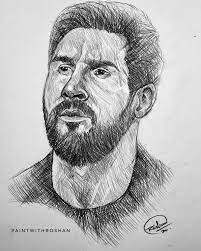 Messi Drawing Pen Art Work Portrait Drawing Art Drawings Sketches Simple