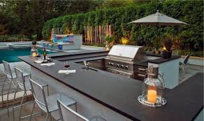 Outdoor kitchen with outdoor structure shielding bad weather. Top 60 Best Outdoor Kitchen Ideas Chef Inspired Backyard Designs Outdoor Kitchen Design Outdoor Countertop Modern Outdoor Grills