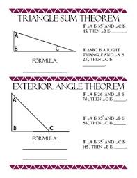 Find the measure of each angle. Triangle Angle Sum Theorem Exterior Angle Theorem Worksheets Teaching Resources Tpt