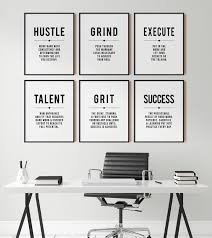 Hustle Quote Grind Definition Office Wall Art Gallery Set - Etsy