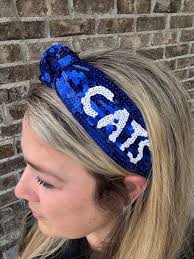 Kentucky Headband, Blue and White Sequin Headband, Wildcats, Seed Bead,  Blue Knotted, Preppy Headband, Trendy, Gameday, Football, Kentucky