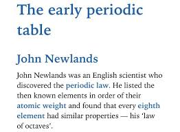 The Early Periodic Table John Newlands Chemistry Classroom Ap Chemistry Exam Ap Chemistry