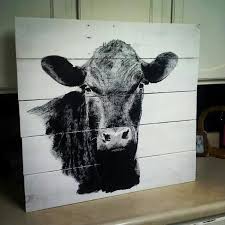 Black Angus Cow Wood Sign But With An Ear Tag Tht Has The Brand Cow Decor Cow Pictures Cow