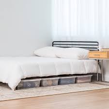Finding a bed frame to complete mattress in a box purchase doesn't require a trip to the. Mainstays 28 Qt Under Bed Plastic Storage Box Clear 4 Pack Walmart Com Walmart Com