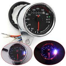 Universal Motorcycle Led Dual Odometer Speedometer Gauge Kmh