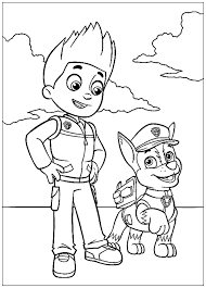 simple coloriage de pat patrouille pour enfants chase avec ryder a partir la imprimer gratuit dessin ange