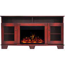 Find the perfect home furnishings at hayneedle, where you can buy online while you explore our room designs and curated looks for tips, ideas & inspiration to help you along the way. Cambridge Savona Electric Fireplace Heater With 59 In Cherry Tv Stand Enhanced Log Display Multi Color Flames And Remote In The Electric Fireplaces Department At Lowes Com
