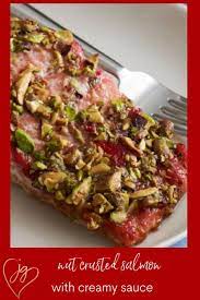 Nut Crusted Salmon With Creamy Chrain Sauce Recipe In 2021 Salmon Recipes Recipes Crusted Salmon