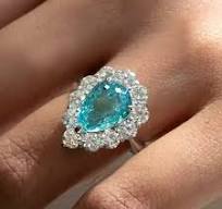 3ct Pear Cut Paraiba Classic Halo Cocktail Ring (AM-SY-3484)