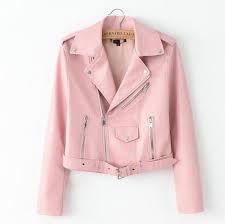 2019 Spring Bright Yellow Women Pu Leather Jackets Zipper Leather Coat Turn Down Collar Female Pu Jackets Pink Black Color In 2021 Pink Leather Jacket Leather Jackets Women Leather Jacket Zipper