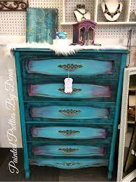 Then sketch your design with a carpenter's pencil. Chest Of Drawers Painted In Diy Paint In Blended Layered Technique Furniture Dresser Chestofdrawers Tur Diy Painting Purple Living Room Painted Furniture