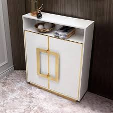 5 out of 5 stars. White Shoe Storage Cabinet Modern 5 Shelves Entryway Shoe Cabinet In Gold 16 Pairs