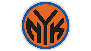 Knicks in orange and blue above orange basketball on grey triangle. New York Knicks Logo Symbol History Png 3840 2160