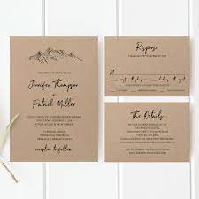 Printable Wedding Invitation Template Set Mountain Wedding Invitati Wedding Invitation Inserts Wedding Invitations Printable Templates Wedding Invitation Kits