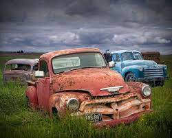 Vintage Automobiles Car Bodies Junk Yard Old Trucks Car Wrecks Auto Landscape Fine Art Landscape Photograph Wall Decor Art Print Chevy Pickup Trucks Old Vintage Cars Old Trucks