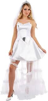 Woman in a beautiful white wedding dress with groom. Amazon Com Fun Shack Wedding Costumes For Women White Halloween Costume Small Clothing