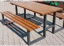 The composition of ductile iron makes the benches and seats inherently stronger, therefore broxap advise these where the seat may be exposed to vandalism or possible vehicular. Contemporary Bench And Table Set Tusnad Kronemag Millenium Srl Wooden Metal Outdoor