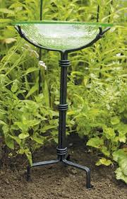 Has a spike support at the bottom of the stand that is 8 high, to step into the ground. Achla Tripod Stand With Anchoring Pins Quality Crafted Birdbath Stands For Bird Baths At Fiddle Creek Farms