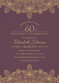 Birthday Party Invitation Card Design Online Golden Lace 60th Birthday Invitations Elegant Luxury Cards 60th Birthday Invitations 40th Birthday Invitations 21st Birthday Invitations