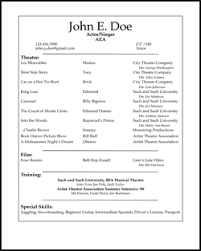 Acting resume examples for vocational actors who want to advance their career and get more casting callbacks. Free Acting Resume Samples And Examples Ace Your Audition