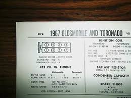 Details About 1967 Oldsmobile Toronado Eight Series Models 425 Ci V8 4bbl Tune Up Chart