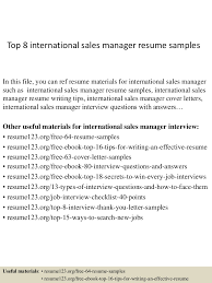 As a senior sales manager. Top 8 International Sales Manager Resume Samples