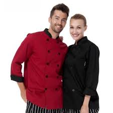 Basic Unisex Long Sleeve Chef Jacket Red Black Available With Split Cuffs Jackets Chef Jackets Coats Jackets