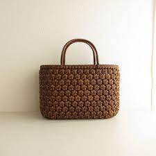 ネコのかごバッグ 三毛 クラフトバッグ 花結び かごバッグ