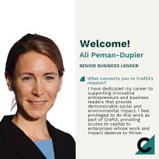 Craft3 is delighted to welcome Ali Peman-Dupier as a Senior Business  Lender. She underwrites and manages a loan portfolio that supports our  mission to help Pacific NW entrepreneurs grow and thrive. Ali