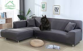 Laamei Copridivano Con Penisola Elasticizzato Chaise Longue Antimacchia Sofa Cover Componibile In Poliestere A Forma Di L Laamei Amazon It Casa E Cucina