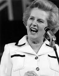 Margaret Thatcher delivering speech at the Conservative