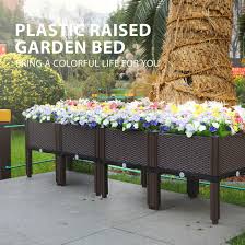 This is for one raised bed. Vh Plastic Raised Garden Bed Planter Kit Brown Set Of 4 Walmart Com Walmart Com