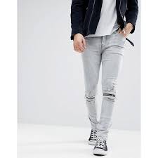 Asos Super Skinny Jeans In Light Gray With Knee Zips 41 Liked On Polyvore Featuring Men S Fashion Grey Jeans Men Jeans Outfit Men Light Grey Jeans Outfit