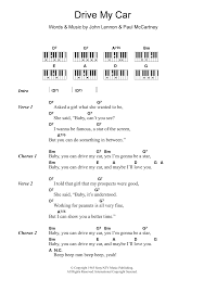 Drive my car (video 1994). Drive My Car Sheet Music The Beatles Piano Chords Lyrics