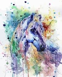Diy Oil Painting Practice Home Decor Animal Diy Oil Painting By Numbers Handpainted Oil Painting On Can Colorful Horse Painting Watercolor Horse Horse Painting