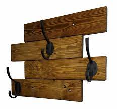 Farmhouse Horizontal Hanging Plank Coat Rack With 3 Heavy Duty Double Hooks Available In 20 Colors Wooden Wall Hooks Rustic Home Decor Wall Mounted Coat Rack