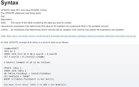 Use the update statement to change existing values in a table or in the base table of a view or the if you omit a column of the table from the update_set_clause, then the value of that column remains. Solved Access Sql Help Need Can T Firgure Out How To Up Chegg Com
