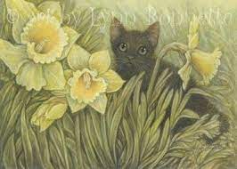 Black Kitten And Daffodils By Lynn Bonette Dibujos De Gatos Artistas Dibujos