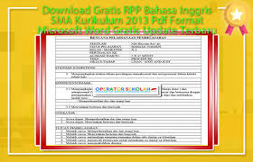 Download Gratis Rpp Bahasa Inggris Sma Kurikulum 2013 Pdf Format Microsoft Word Gratis Update Terbaru Tahun 2016 2017 Dokumen Pendidikan Operator Sekolah