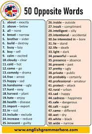 50 Opposite Words English Opposite Antonym Words Antonym Opposite Words Contradict Each Other Opposite Words English Opposite Words English Vocabulary Words