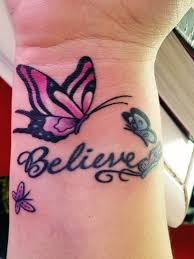 Pin By Julie Feldman On Tattoos Butterfly Tattoos For Women Butterfly Wrist Tattoo Believe Tattoos