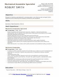 mechanical assembler resume samples
