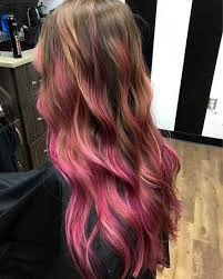 Magenta Balayage Hair Streaks Pink Hair Streaks Hot Pink Hair
