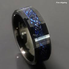 Dramatic Celtic Black Dragon Tungsten Ring Deep Blue Inlay Men S Women S Unisex Jewelry Wedding Band Affordable Luxury Black Rings Rings For Men Mens Jewelry